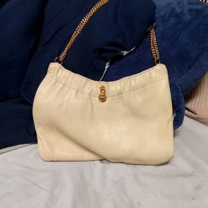 Vintage 1950s Ande small purse handbag beige and gold
